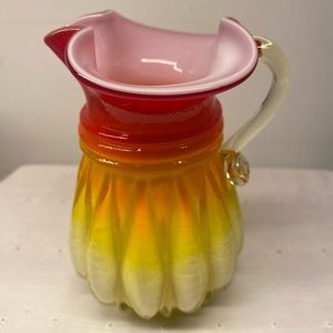 Vintage MCM Kanawha Amberina Cased Glass Pitcher. Hand Blown